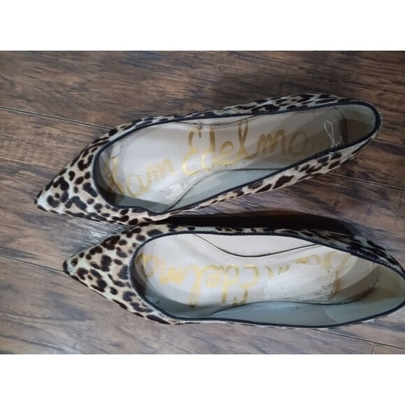 Size 7.5 Sam Edelman Lior Leopard Print Calf Hair Loafer Flats - Picture 1 of 6